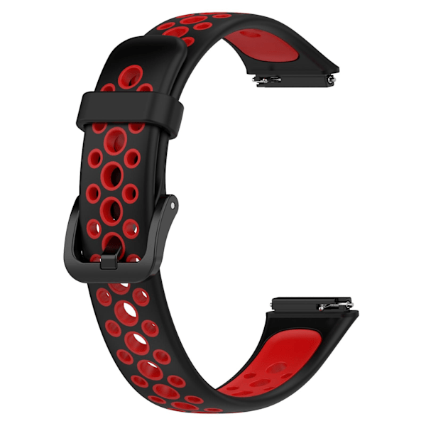 Sort Rød Sort Rød Åndbar Silikone Urrem kompatibel med Huawei Band 7 / 7 Nfc