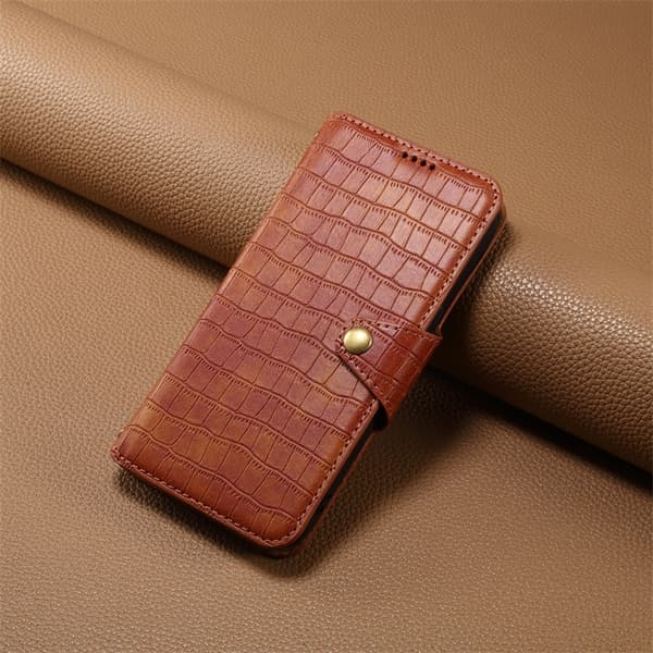 Etui til iPhone 13 6,1 tommer brun standpung med kortholder flip