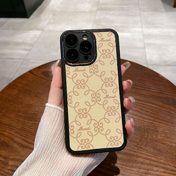 Etui til iPhone 13 Pro, lys gul mønster, diamantmønster, elektroplettert sirkellinsefilm, eksklusivt skinndesign