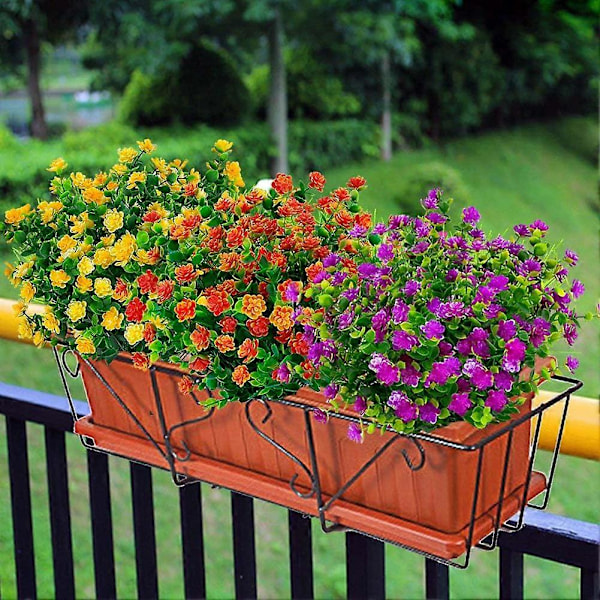 Kunstige blomster, falske UV-bestandige buksbom busker, kunstige plastplanter Fushia 24