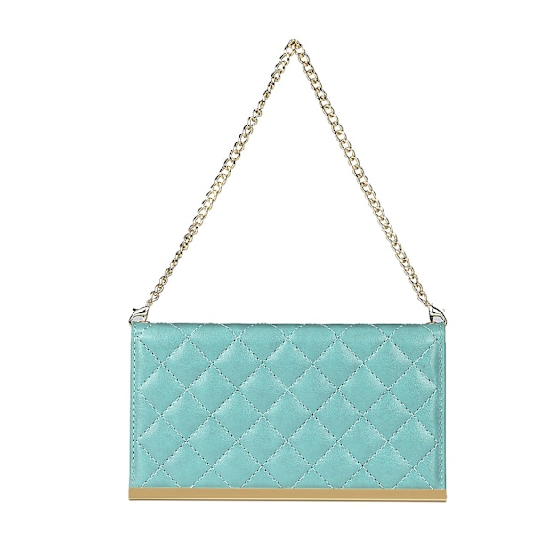 Fodral för iPhone 13 grön Diamantkedja Crossbody Plånbok med Korthållare