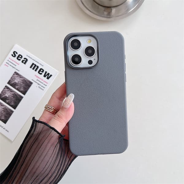 Fodral för iPhone 15 Pro grå Magnetisk Laddning Läder