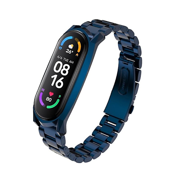 Blå Blå kompatibel med Xiaomi Mi Band 6 / 5 / 4 / 3 Rustfritt Stål Klokkereim