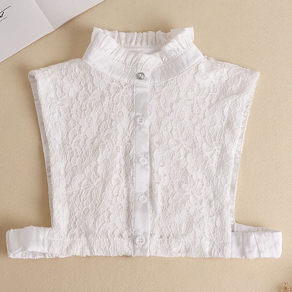 Dame falsk krave Aftagelig halv Blonde Vinter Multifunktionel Temperament lace (white)
