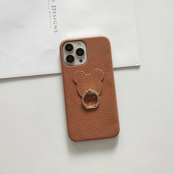Etui til iPhone 15 Pro Stand Lædertekstur Ventileret Brun