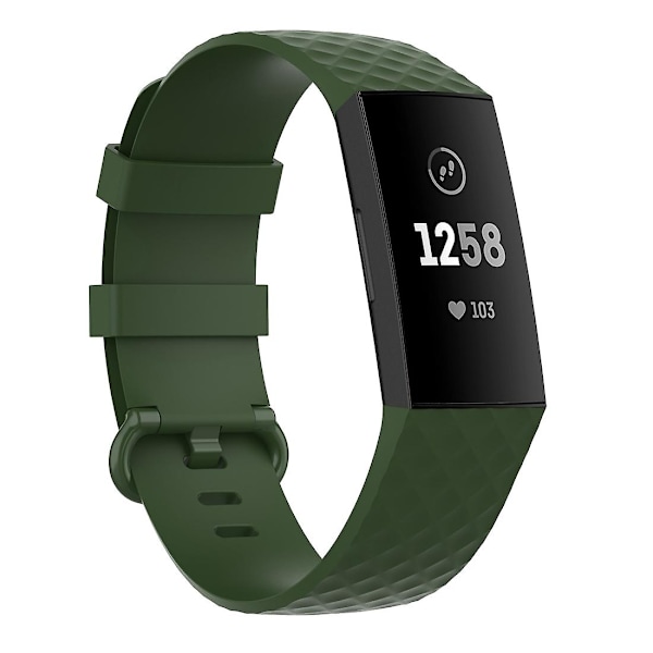 Oliivinvihreä Oliivinvihreä 18mm Hopeanvärinen Solki Tpu Ranneke Kellonranneke yhteensopiva Fitbit Charge 4 / Charge 3 / Charge 3 Se kanssa, Koko: L