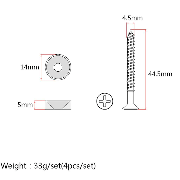 2x Sett med 4 Stål Koblingsforinger Bolter Skruer for Gitar Bass Halsplate Svart