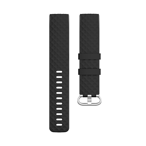 Sort Sort 18mm Sølvfarget Spenne TPU Armbånd Klokkereim kompatibel med Fitbit Charge 4 / Charge 3 / Charge 3 Se, Størrelse: S