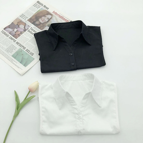 Dame falsk krage Avtakbar halv Enkel stil Moteplagg Black