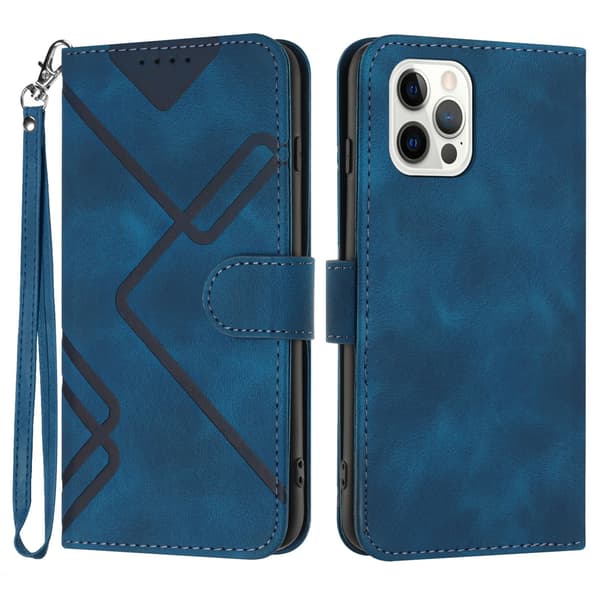 Etui til iPhone 14 Pro MAX safir Præget Wallet med kortholder stativ Soft-Touch
