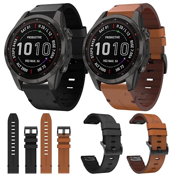 Læder urrem kompatibel med Garmin Fenix 7s Sapphire Solar