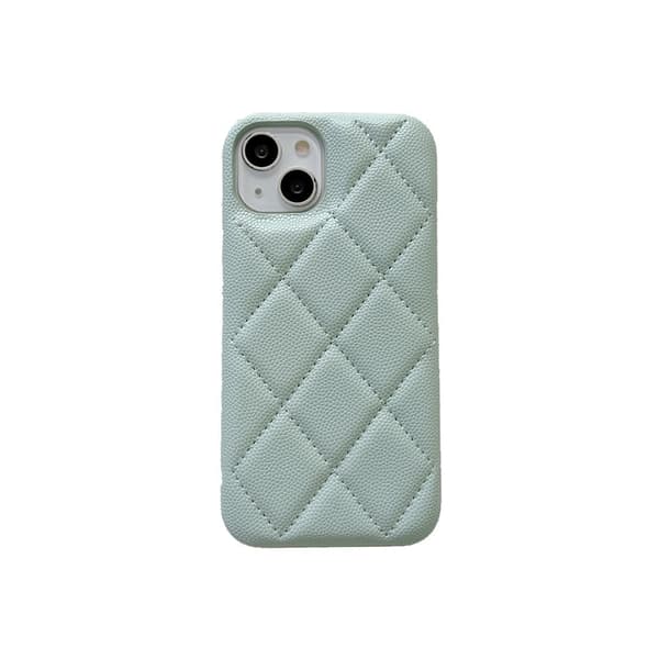Etui til iPhone 15 Mint Neutral ins diamantmønster Luksus caviar lædertekstur