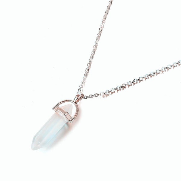 Sexkantiga kolumn kvarts hängen Halsband Smycken silver opal