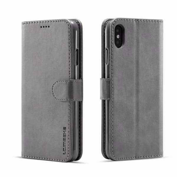 Etui til iPhone 16 Pro Max grå Wallet med kortholder Flip Kalveskind