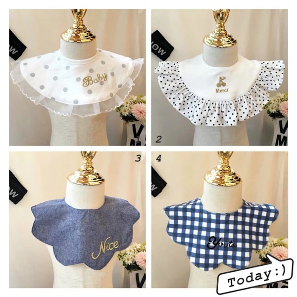 Naisten tekoviulus Irrotettava puolikas vauvan ruokalappu japanilainen plus-koko Yellow with polka dots