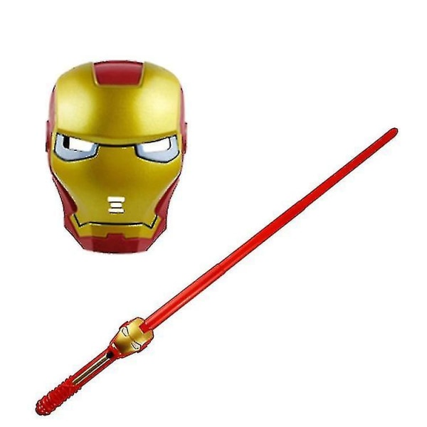 Nya Iron Man Mask Handske Cloak Shield Sets med ljus för fest _y sword 2 set