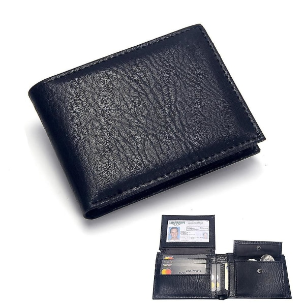 Män Lyx Pu-läder Slim Bifold Korta Plånböcker Kreditkortshållare Black