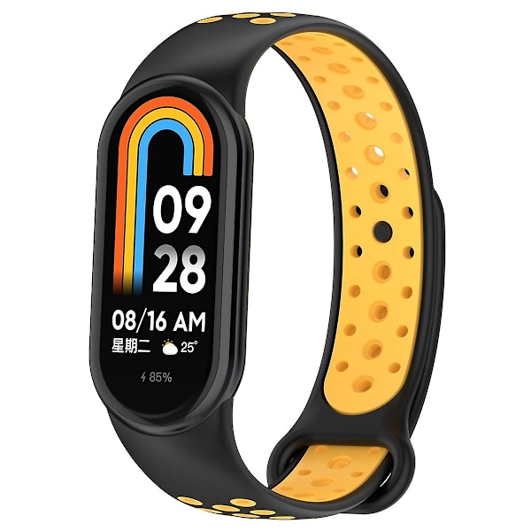 Sort Gul Sort Gul Silikone Urrem kompatibel med Xiaomi Mi Band 8