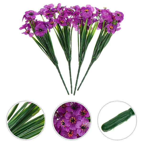 1 Set 4 st Simulerade Violetta Blommor Blomsterarrangemang Dekorationer Konstgjorda Blommor