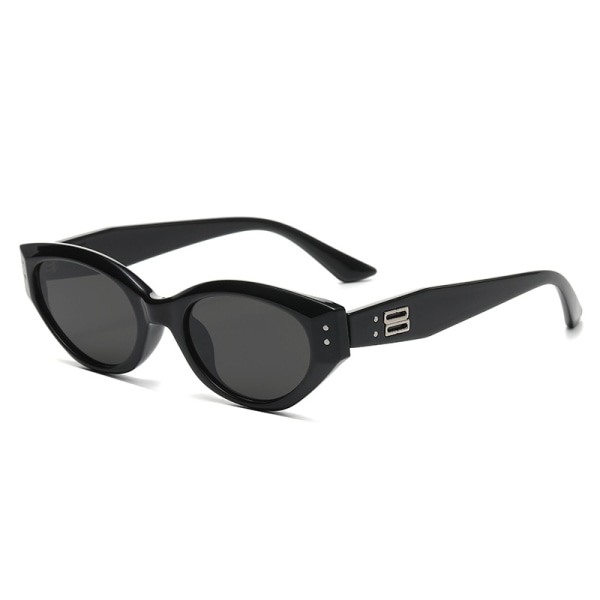 Cats' Eye Solglasögon Högkvalitativ liten ram Mode solskyddade solglasögon Black frame Black and Grey lens