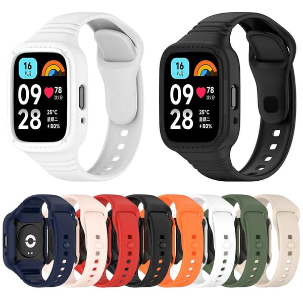 Sort Sort Integreret Silikone Urrem kompatibel med Redmi Watch 3 Active