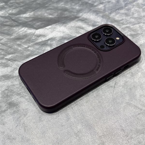 Fodral för iPhone 14ProMax Crimson Cherry Magnetiskt läder stort hål