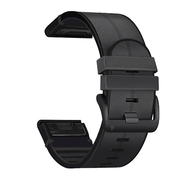 Musta Musta Silikoni + Nahkainen Kellonranneke yhteensopiva Garmin Fenix 7x:n kanssa