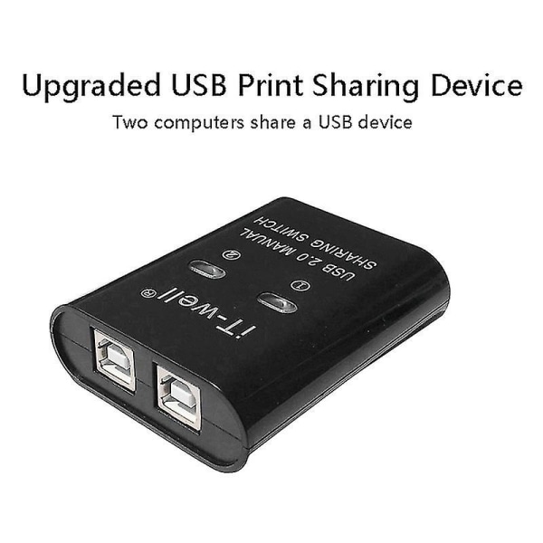 Ny It-well USB 2 In 1 Out Printer , 2-ports Manuell Kvm Converter Svart