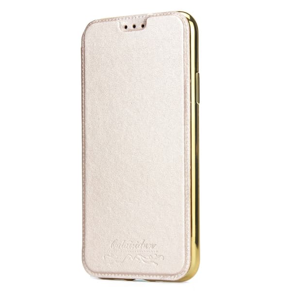 Etui til iPhone 15 Plus guld Flip Ultratynd pung med kortholder
