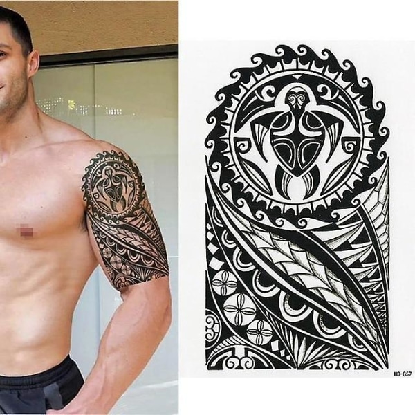 Tribal Temporary Tattoo Maori Turtle Polynesian Black Herr Kvinnor HB857