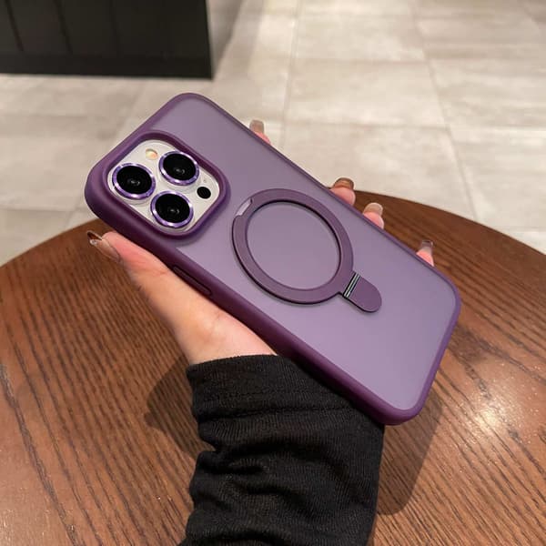 Fodral för iPhone 16E (Ej för 16) Skin Feel Matt Stativ Linsdetalj Mörklila