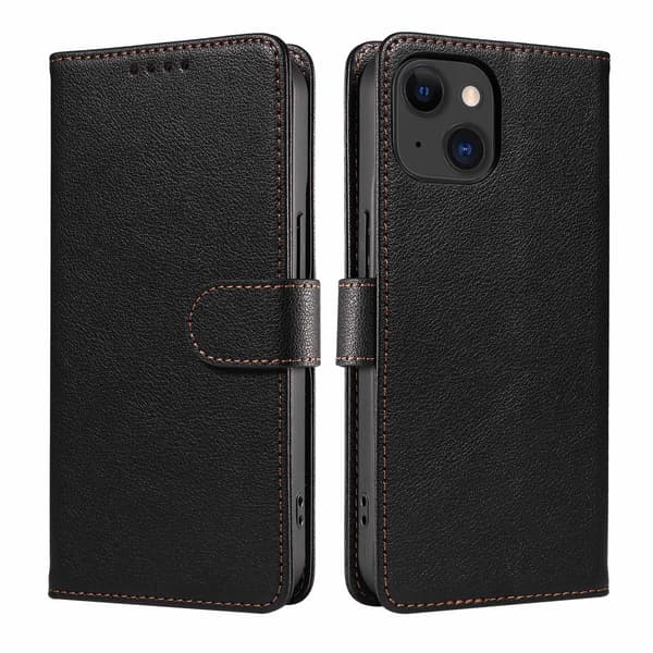 Etui til iPhone 13 Pro 6.1 sort RFID-blokerende flip