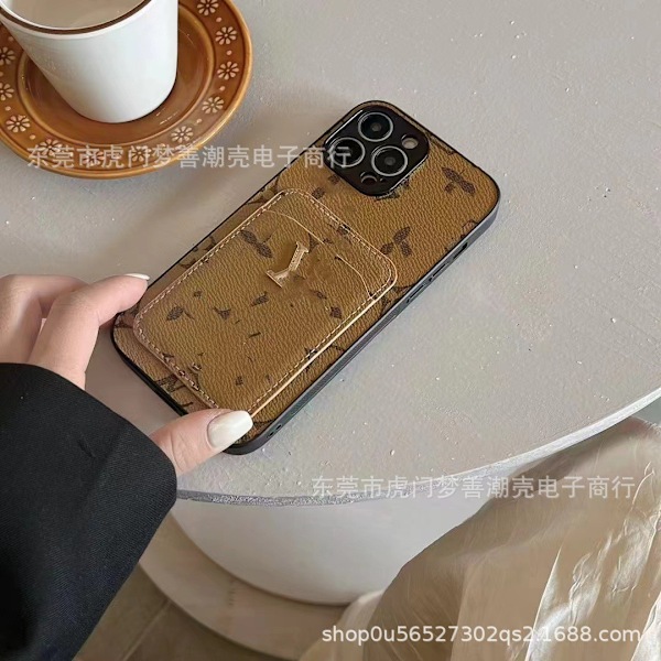 Fodral för iPhone 14plus gul blomma Liten lädertextur Plånbok med korthållare Lätt lyx
