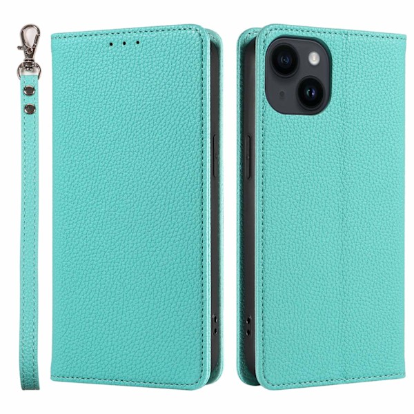 Etui til iPhone 15 Mintgrøn Pebbled Magnetisk Flip
