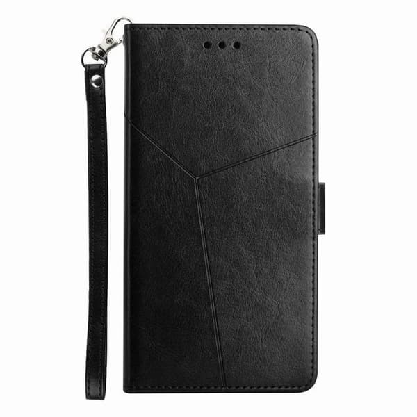 Etui til iPhone 13pro max 6.7 sort Præget Wallet med kortholder Flip Mixed Media