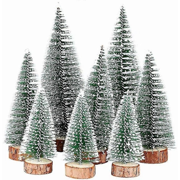 8 stk. 3 Størrelser Mini Juletre Falskt Miniatyr Grantre Grønt Mini Juletre S