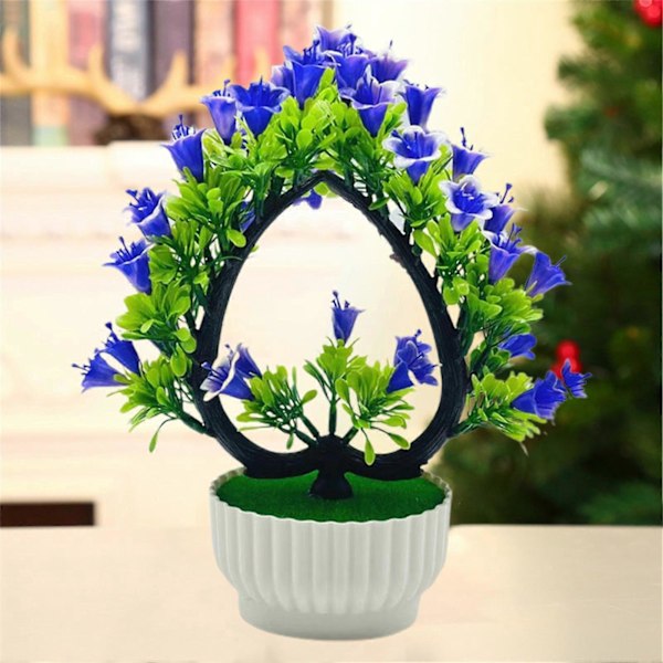 Konstgjord Bonsai Realistisk Fräsch Plast Elegant Falsk Bröllop Liljablomma med Kruka Trädgårdsartiklar Royal Blue