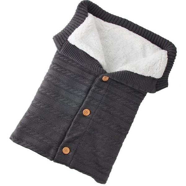 Nyfödd Baby Vinter Varm Swaddling Barnvagn Wrap Filt Sovsäckar Dark Grey