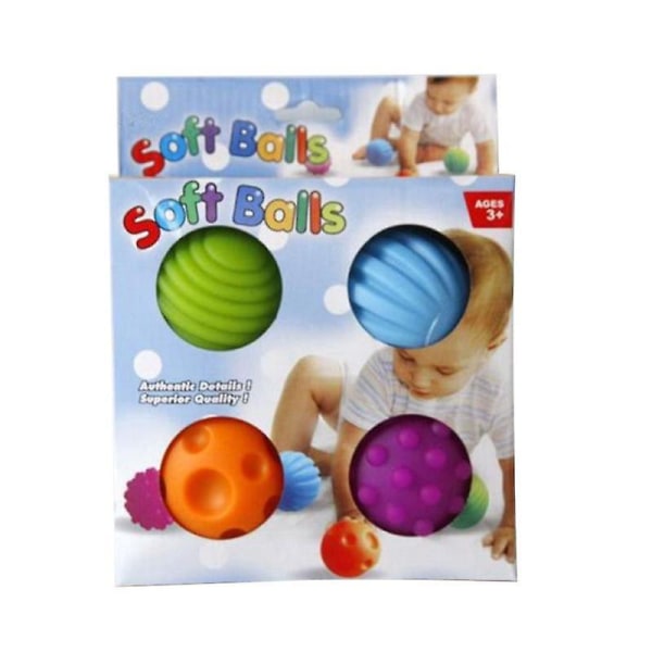 Gummiboll Set-taktila sinnen Stressträning för nyfödd 4 Balls