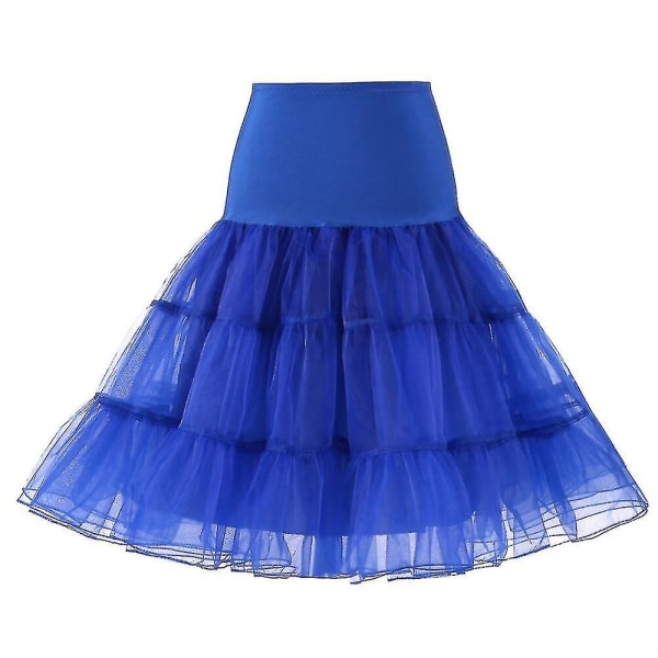 Ny 50-tals cosplay underkjol Rockabilly Klänning Crinoline kompatibel med kvinna Bröllop Underkjol för bröllop Rockabilly Tutu Royal Blue S