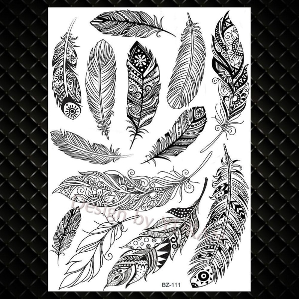 Kvinnor Big Arm Owl Fake Temporary Tattoo - M ala Flower India Tattoo Stickers GBZ101
