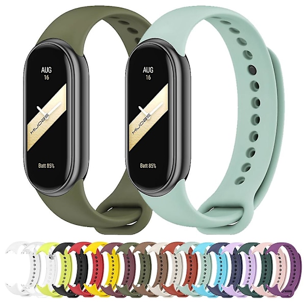 Svart Mijobs ensfarget silikonrem kompatibel med Xiaomi Mi Band 8