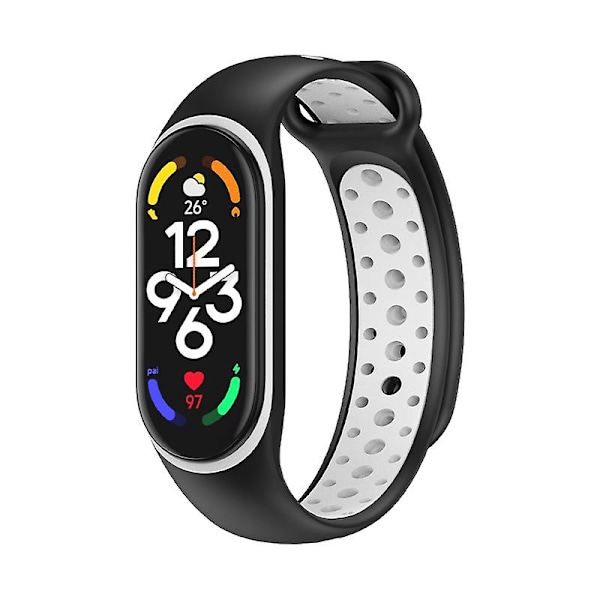 Sort Hvid Sort Hvid Silikone Urrem kompatibel med Xiaomi Mi Band 7