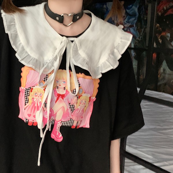 Dame falsk krave All-Matching Japansk Sød ish Style Sløjfe White