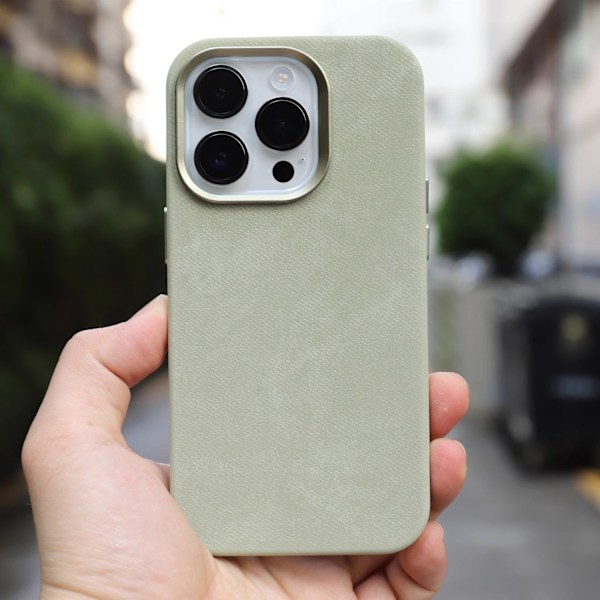 Fodral för iPhone 13 Matcha Grön Full-Body läder Magnetisk flanell hård