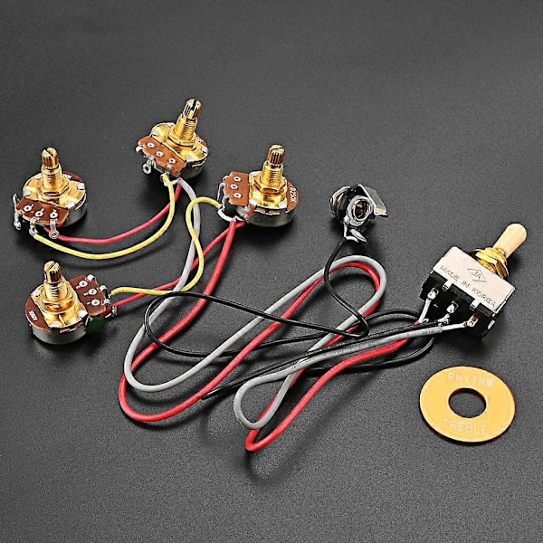 Elektrisk Gitarr Kablage Förkopplat Kit 3-vägs Växelströmbrytare 2 Volym 2 Ton