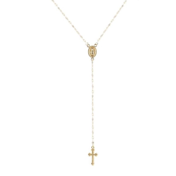 Christian Cross Bohemia Religiös Rosenkrans Halsband Gold