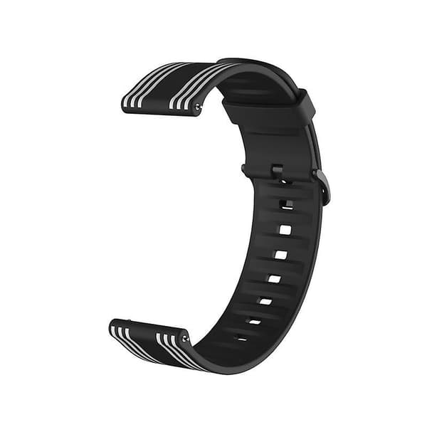 Sort Hvid Sort Hvid 22mm Stribet Silikonerem