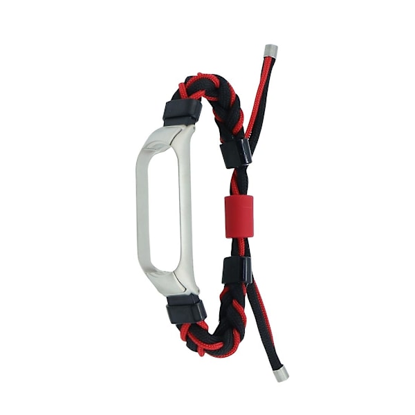 Svart Röd Svart Röd Flätad Sladd Nylon Klockarmband kompatibelt med Xiaomi Mi Band 7