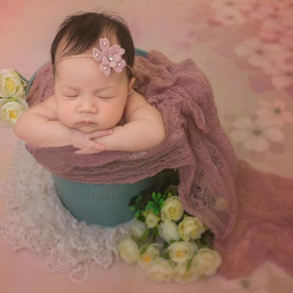 Mohair Stretch Knit Wrap- Nyfödd baby Baby Swaddle Wraps Pink
